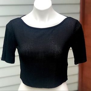 Topshop Black Sheer Crop Top
